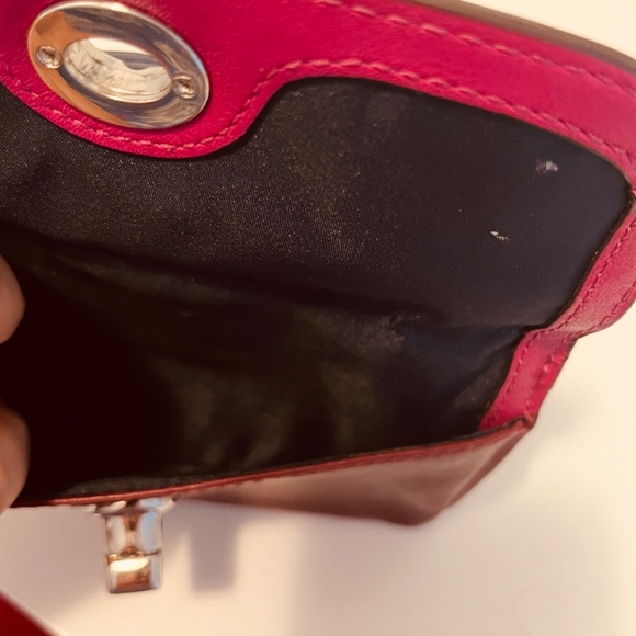 Coach Crossbody Wallet Over the Shoulder Purse Mini Bag Leather Burgundy Fuchsia - Picture 7 of 16
